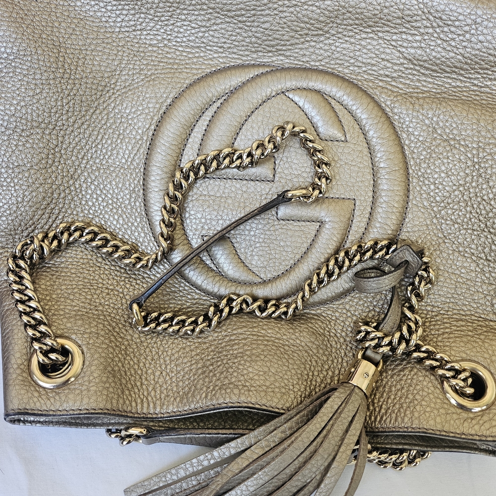 EUC Gucci Soho Metallic Gold Shoulder Bag - Picture 9 of 16